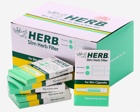 HERB Slim Herb Filter packaging with multiple packs on a white background
