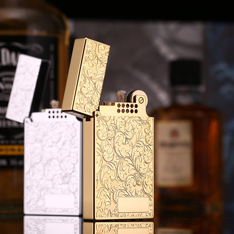 Maduro M1 Vintage Cigar Soft Flame Lighter – Cling Sound Kerosene Baroque Swirl