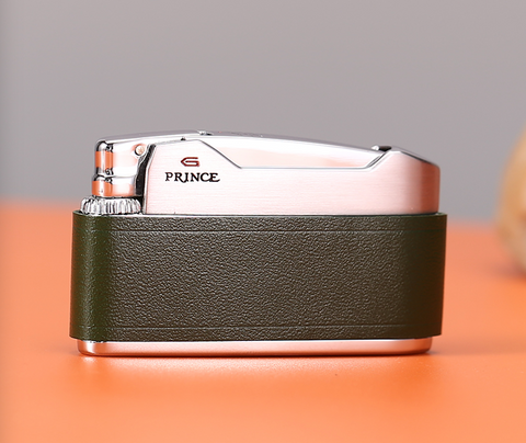 Prince Gas Micro Lighter Revival Leather 88E -Dark Green
