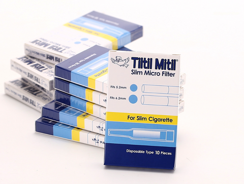 Packaging of Titli Titli slim cigarette filters on a white background