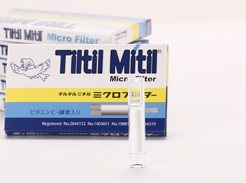 Tiltil Mitil micro filter with packaging on a white background
