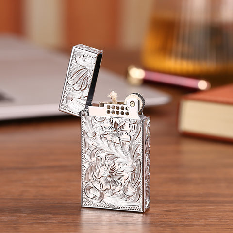 Maduro M1 Vintage Cigar Soft Flame Lighter – Cling Sound Kerosene Peony Motif