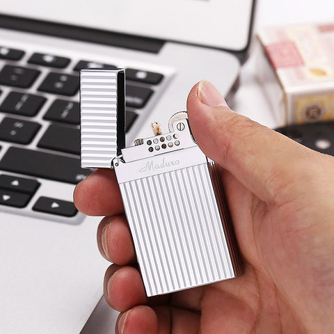 Maduro M1 Vintage Cigar Soft Flame Lighter – Cling Sound Kerosene Stripes Finish
