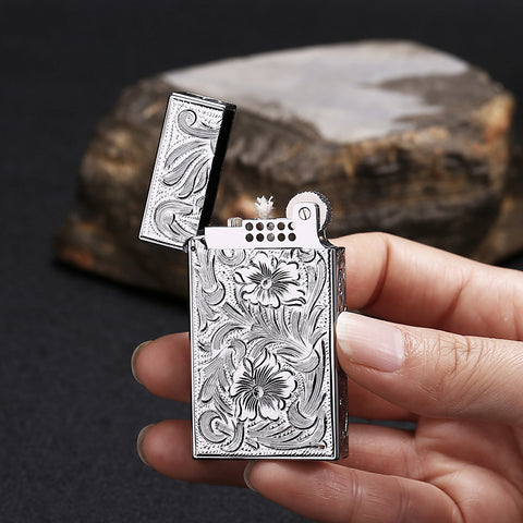Maduro M1 Vintage Cigar Soft Flame Lighter – Cling Sound Kerosene Peony Motif