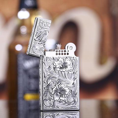 Maduro M1 Vintage Cigar Soft Flame Lighter – Cling Sound Kerosene Peony Motif