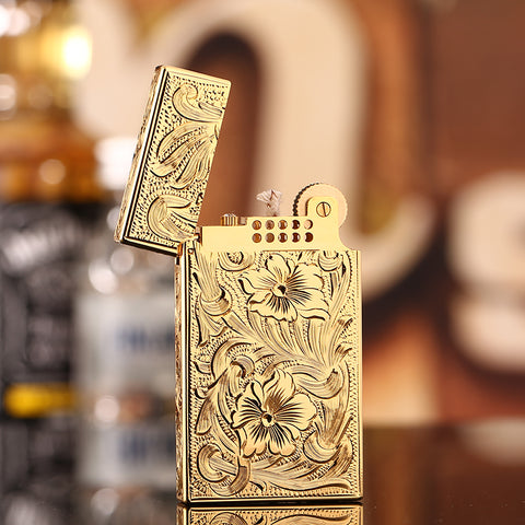 Maduro M1 Vintage Cigar Soft Flame Lighter – Cling Sound Kerosene Peony Motif