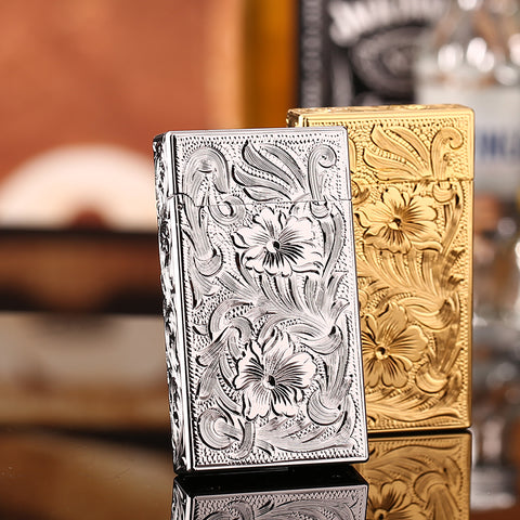 Maduro M1 Vintage Cigar Soft Flame Lighter – Cling Sound Kerosene Peony Motif