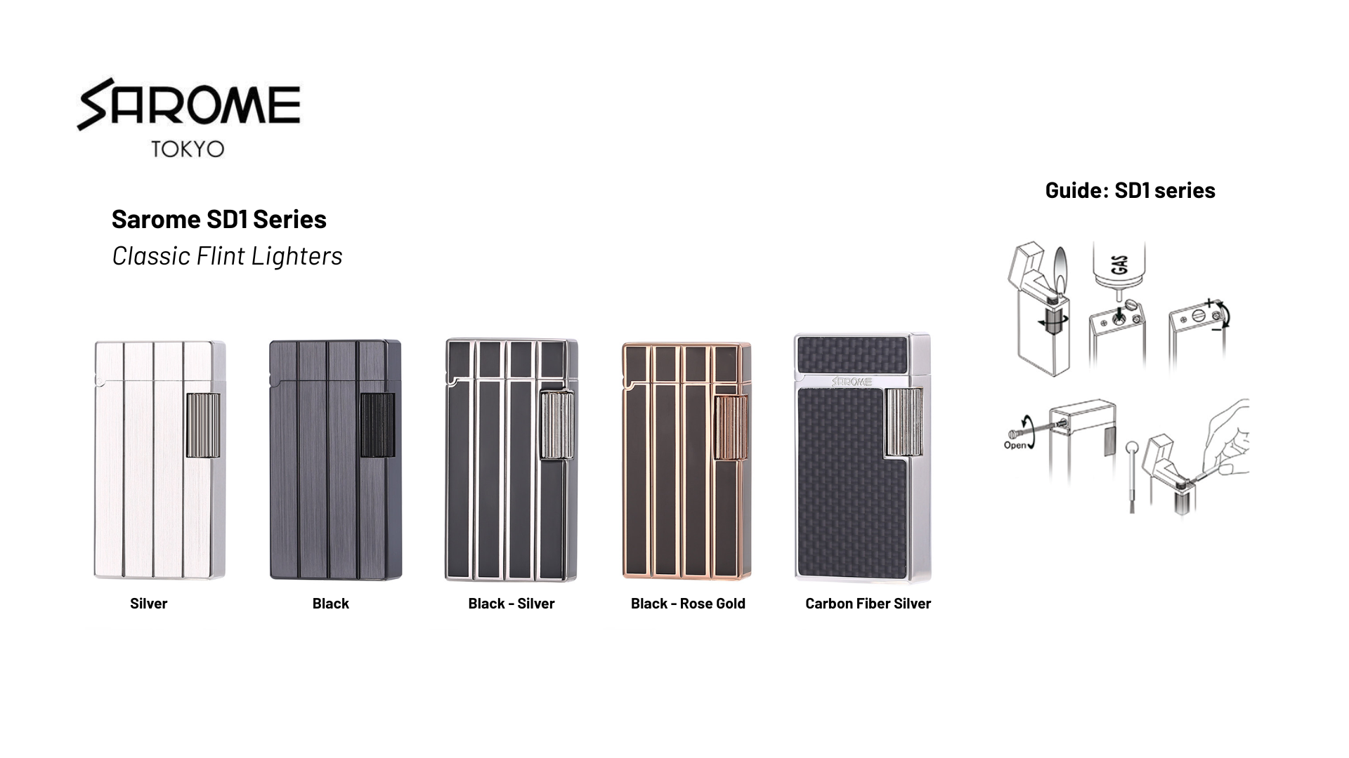 Sarome SD1 Series Classic Flint Lighters