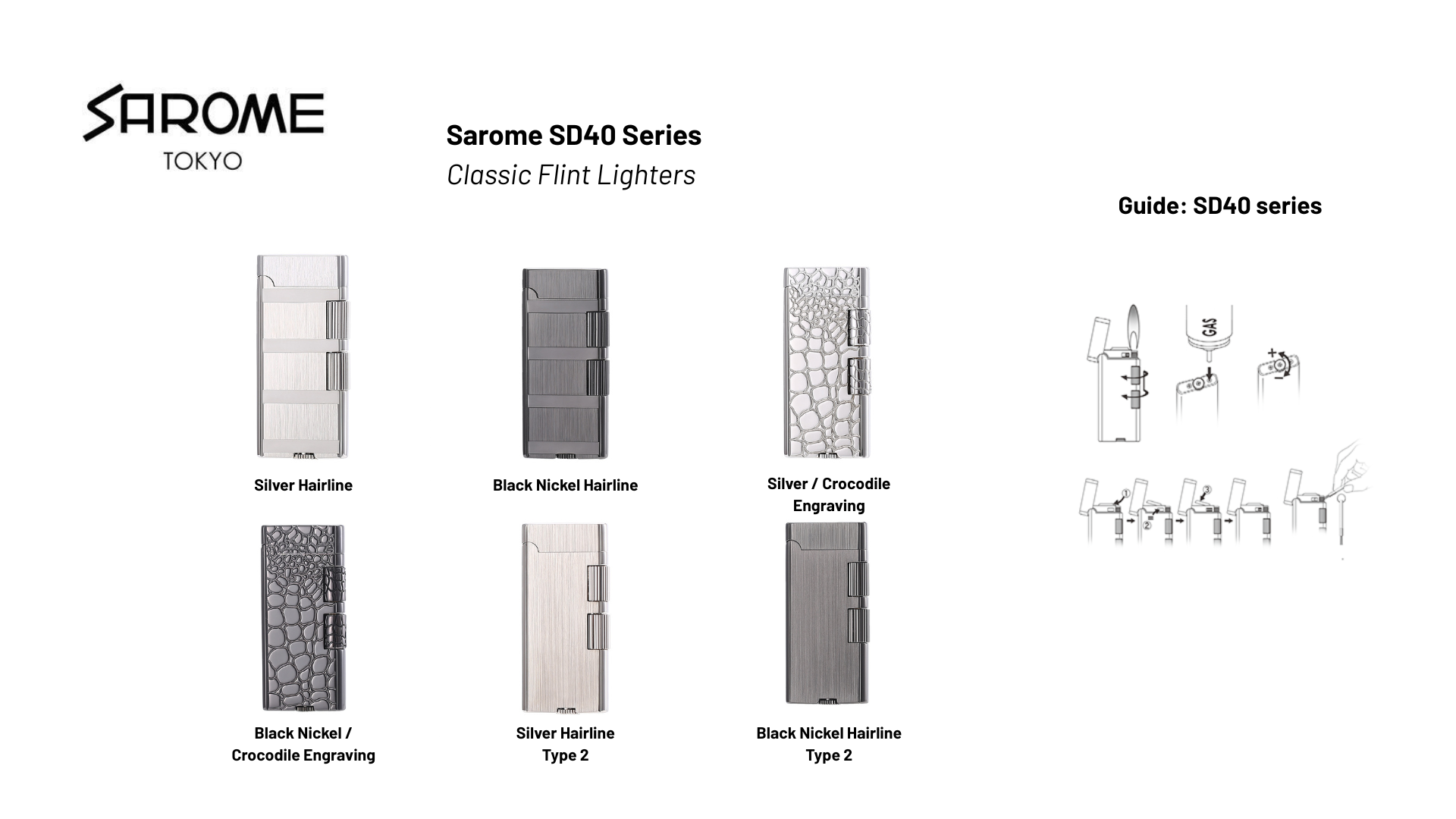 Sarome SD40 Series Classic Flint Lighters